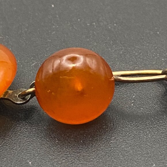 Vtg Baltic Amber Earrings Soviet 875 Silver USSR Hallmark Mid Century Hinge Back - Picture 2 of 16